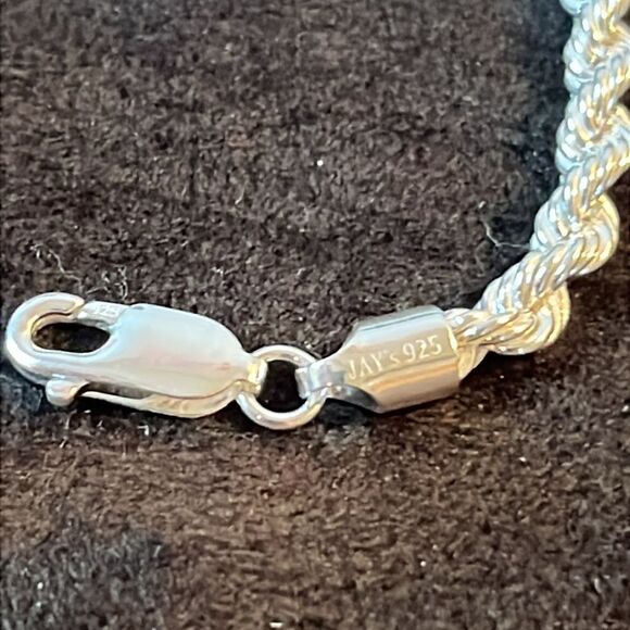 8” 925 Sterling Silver Solid Rope Chain Bracelet 4.5mm - Picture 3 of 7